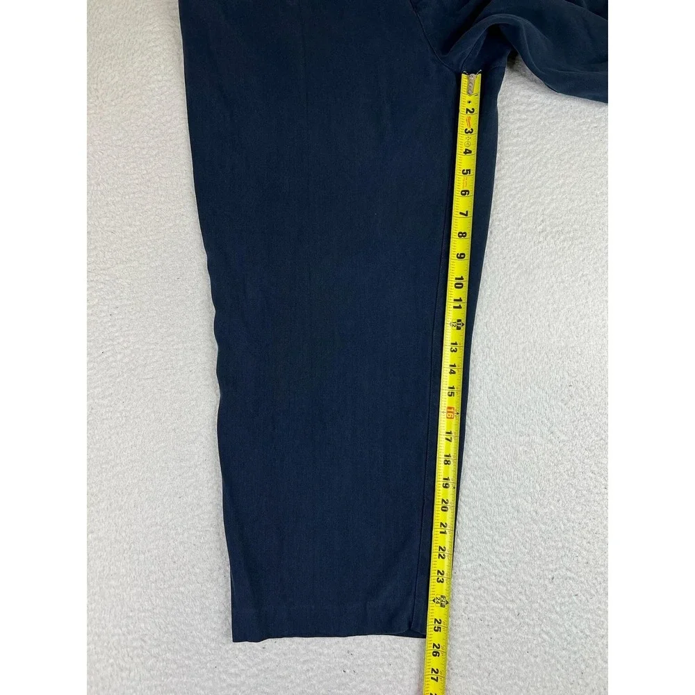 Tommy Bahama Pants Mens 40x26 Blue 100% Silk Pleated Herringbone Casual